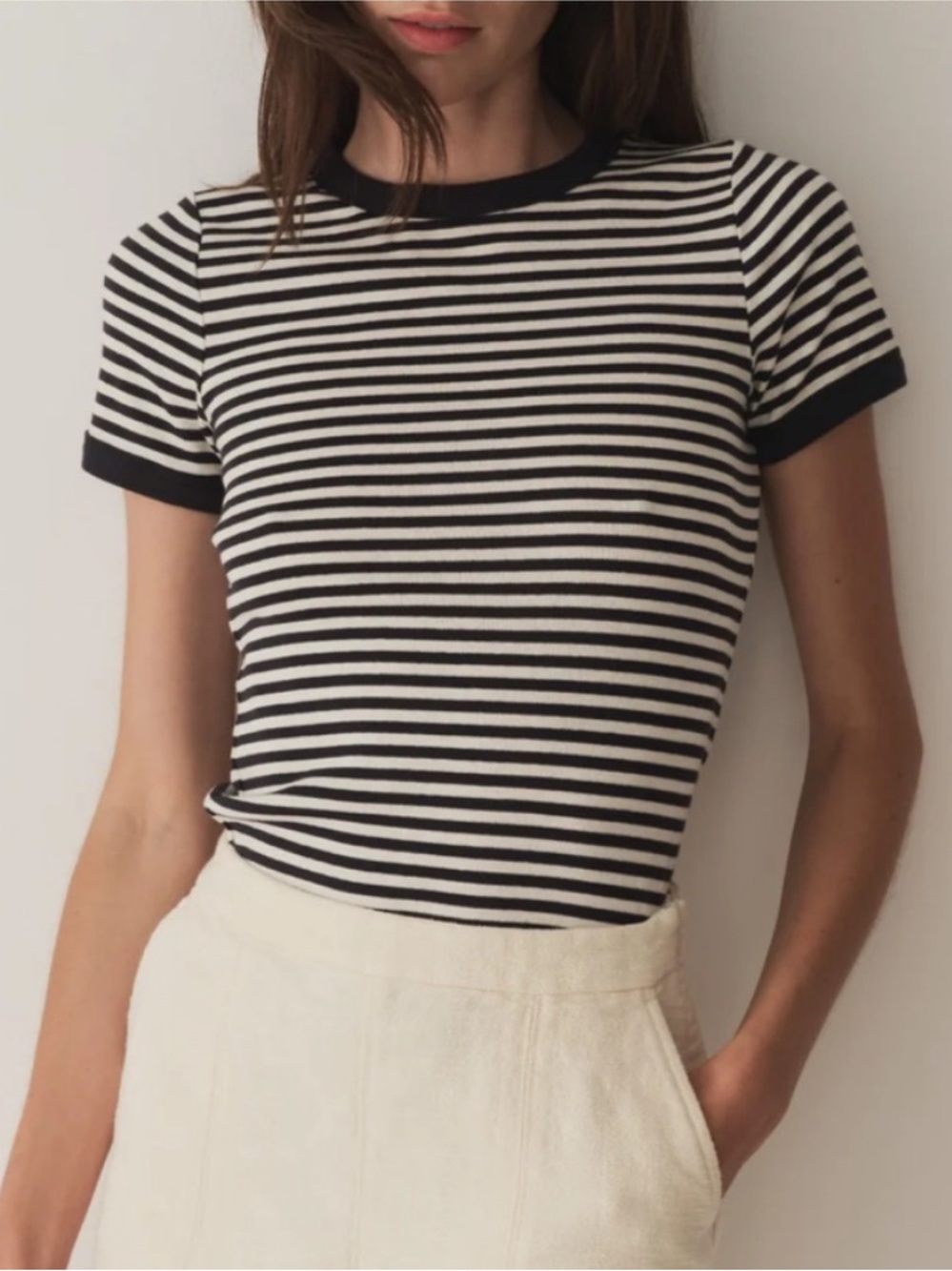 NEW Doen Women’s Nantucket Striped Baby Tee Shirt Size Medium M
